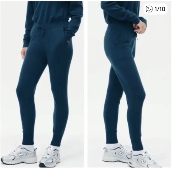 Naadam Women’s Drawstring Tracksuit Cashmere Jogger Pants Sz XS Dark Teal Blue - Picture 1 of 5